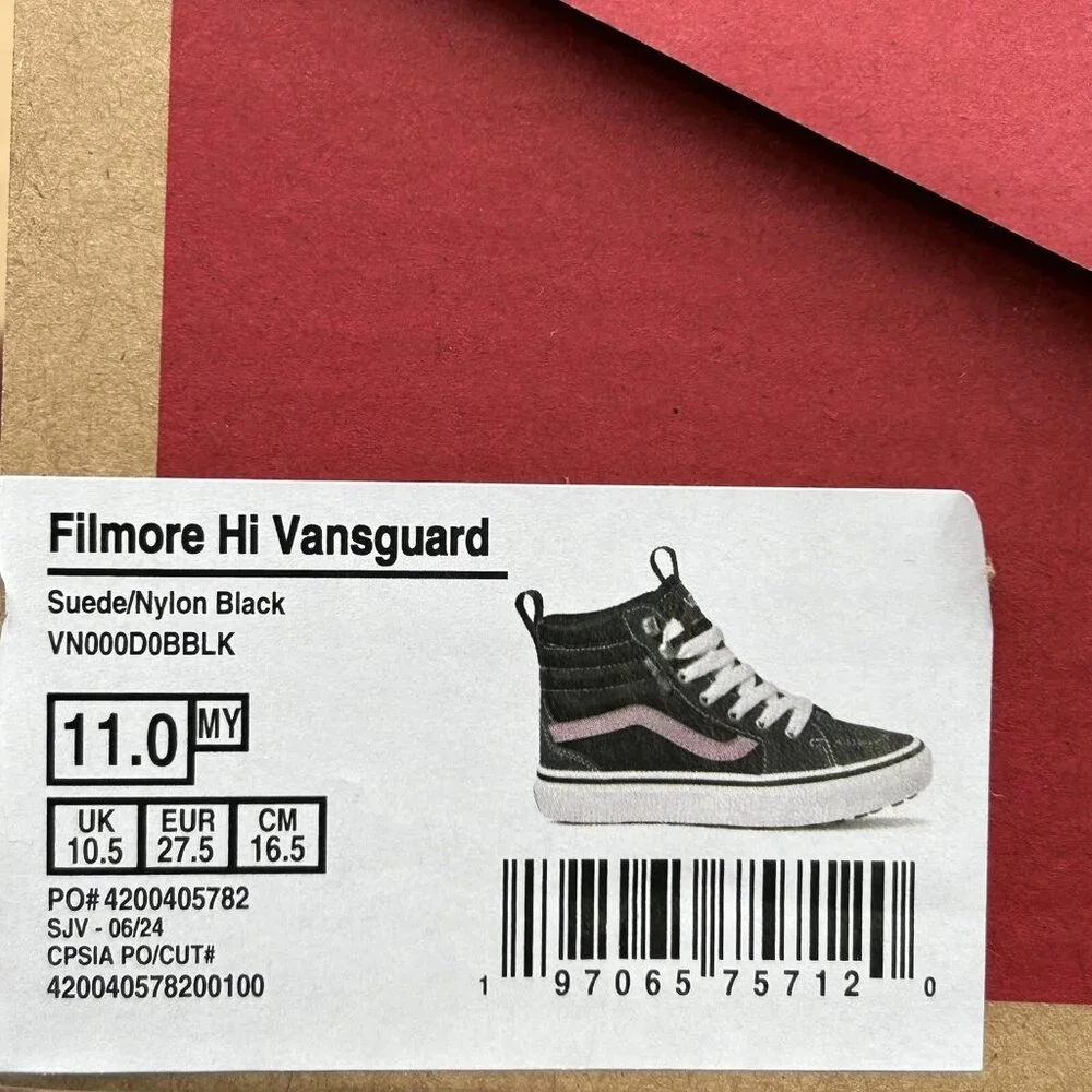 Vans Filmore Little Girls High-Top Shoes Sz 11 Navy Blue-Black-PurpleSuede/Nylon